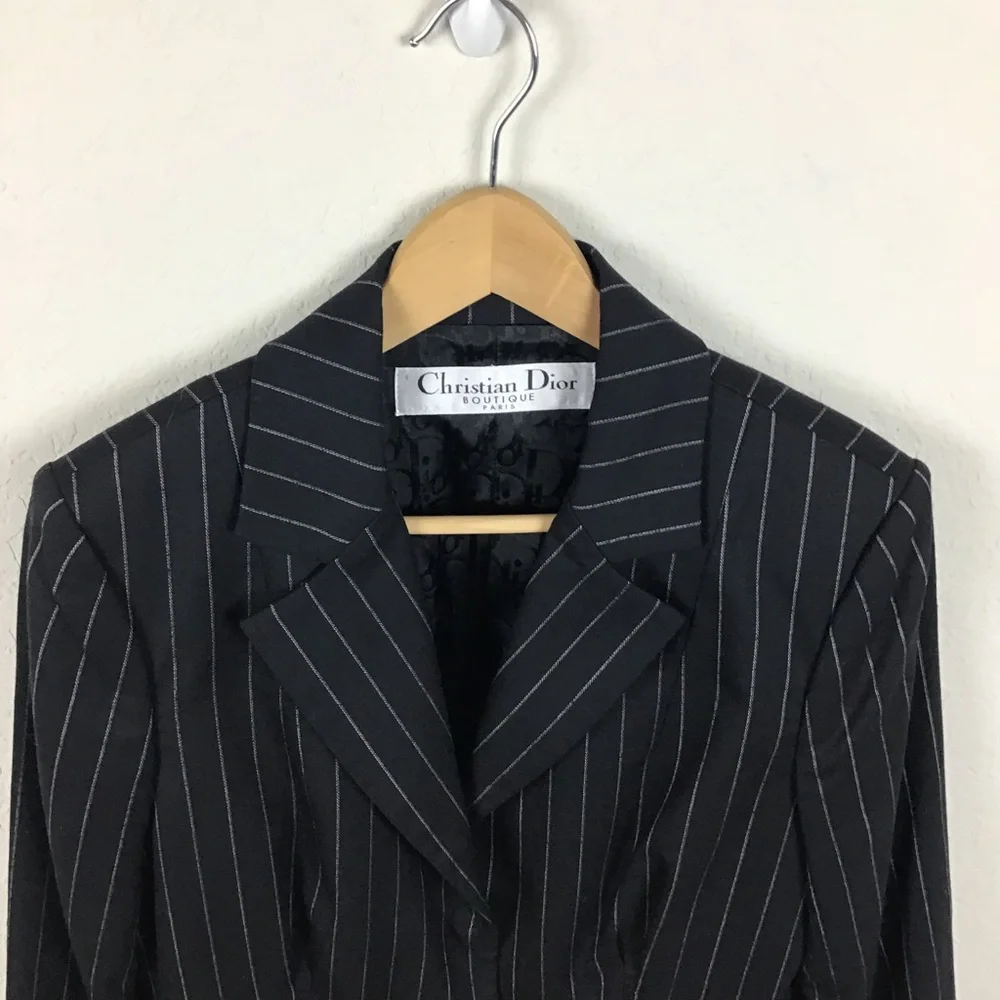 CHRISTIAN DIOR Boutique Galliano Era Pinstripe Wool Blazer Jacket FR44 US12